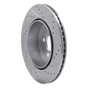 Chrysler 300 Brake Rotor (1) - Rear Left - R1 Concepts - Drilled & Slotted - Silver - `05-`23